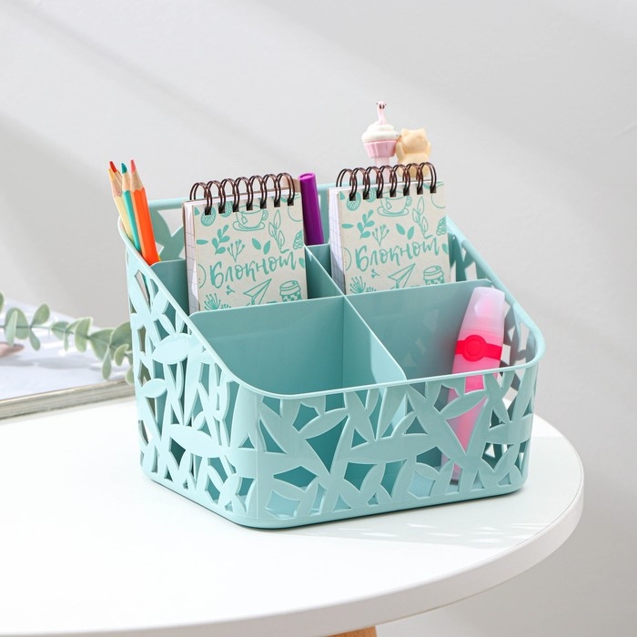 Органайзер настольный универсальный econova, 19,5×16×14,6 см, цвет МИКС Органайзер настольный универсальный econova, 19,5×16×14,6 см, цвет МИКС