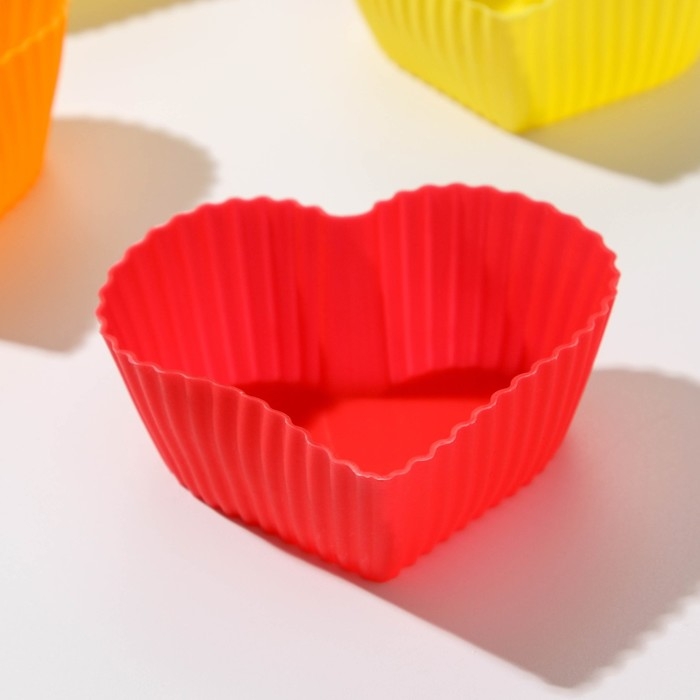 Набор форм для выпечки Доляна «Риб.Сердце», силикон, 7×3×6 см, 6 шт, цвет МИКС Набор форм для выпечки Доляна «Риб.Сердце», силикон, 7×3×6 см, 6 шт, цвет МИКС