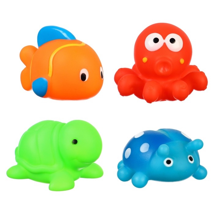 Набор резиновых игрушек для ванны «Малыши», с пищалкой, 4 шт, Крошка Я Набор резиновых игрушек для ванны «Малыши», с пищалкой, 4 шт, Крошка Я