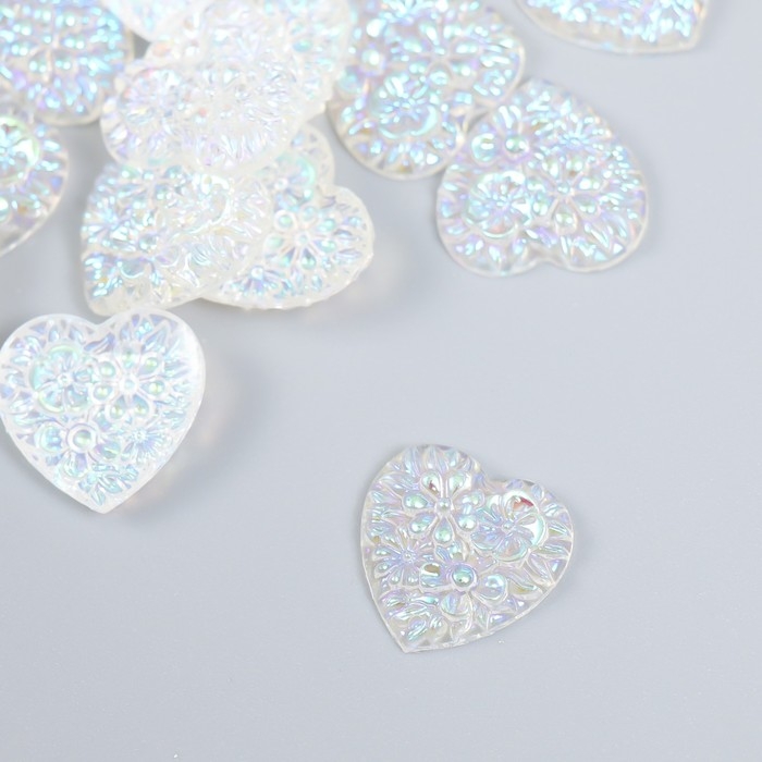 Декор для творчества пластик Декор для творчества пластик "Сердце" голография белый набор 20 шт 1,6х1,6 см
