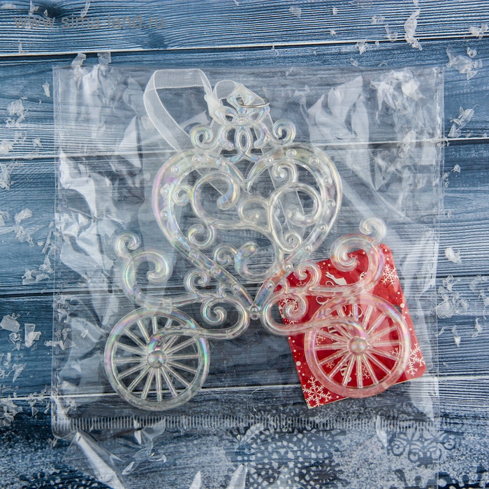 Украшение ёлочное Украшение ёлочное "Карета" перелив 11х11 см, прозрачный перелив
