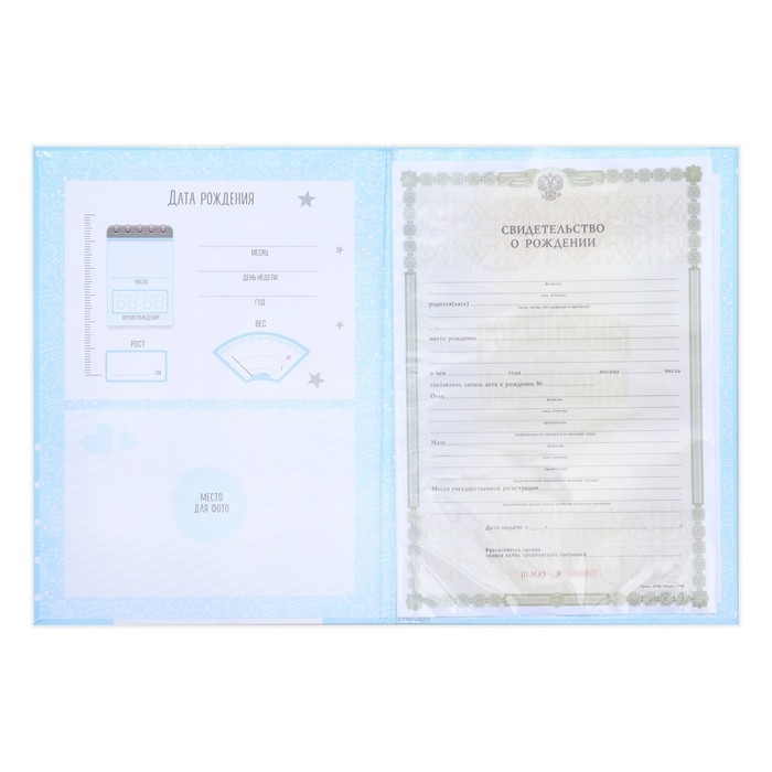 Папка для свидетельства о рождении для мальчика «Мишка», А4