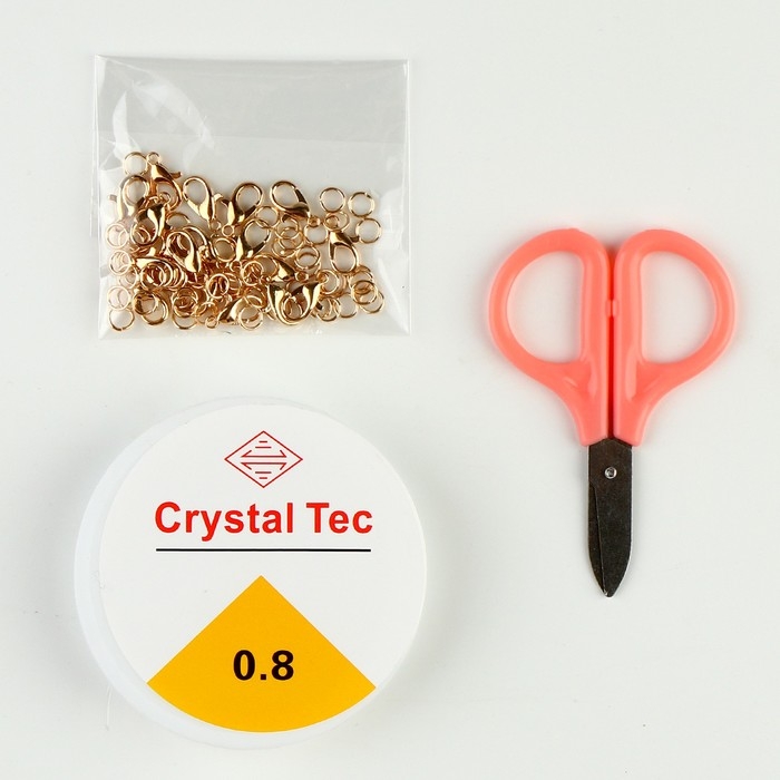 Набор для создания украшений, 24 цвета, размер 1 штуки: 3 мм., леска, ножницы, фурнитура Набор для создания украшений, 24 цвета, размер 1 штуки: 3 мм., леска, ножницы, фурнитура