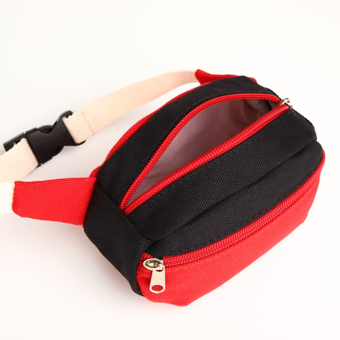 Сумка детская поясная на молнии, наружный карман, цвет красный/чёрный Сумка детская поясная на молнии, наружный карман, цвет красный/чёрный