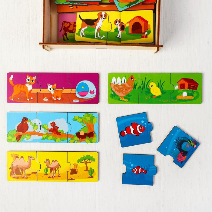 Пазл тройной «Мама, малыш, домик», деталь 5х5 см Пазл тройной «Мама, малыш, домик», деталь 5х5 см