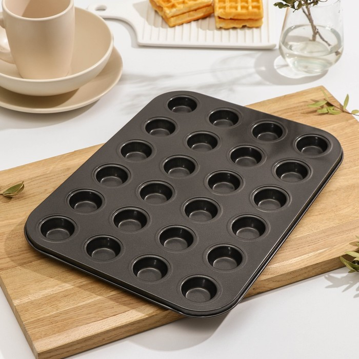 Форма для выпечки «Жаклин. Круг», 35×26 см, 24 ячейки, антипригарное покрытие, цвет чёрный Форма для выпечки «Жаклин. Круг», 35×26 см, 24 ячейки, антипригарное покрытие, цвет чёрный