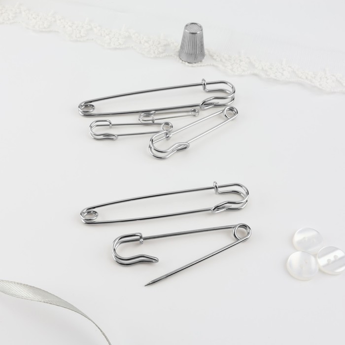 Набор булавок шляпных, 38 / 50 / 63 / 70 / 90 / 100 мм, 6 шт, цвет серебряный Набор булавок шляпных, 38 / 50 / 63 / 70 / 90 / 100 мм, 6 шт, цвет серебряный