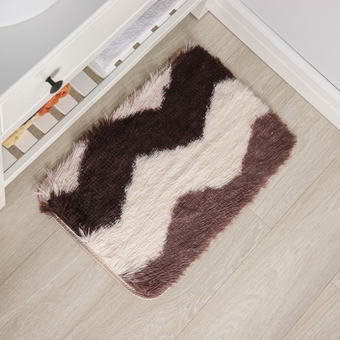 Коврик для дома Доляна «Зиг-заг», 40×60 см, цвет коричневый Коврик для дома Доляна «Зиг-заг», 40×60 см, цвет коричневый