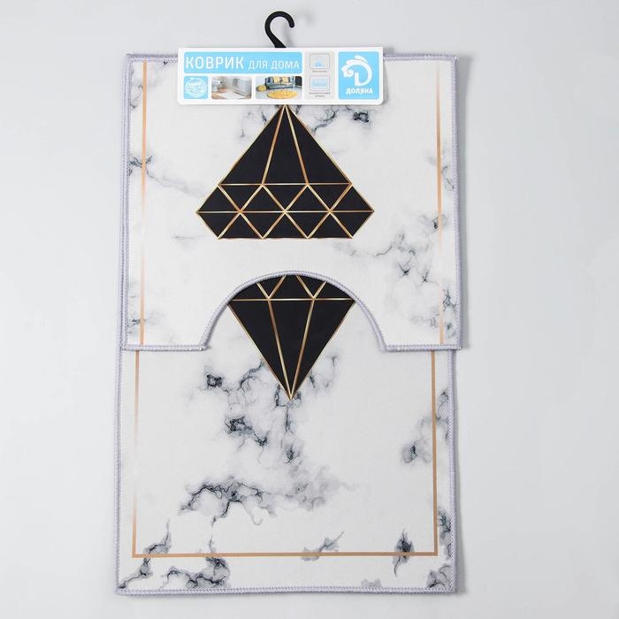 Набор ковриков для ванной и туалета Доляна «Глэм», 2 шт: 50×80, 40×50 см Набор ковриков для ванной и туалета Доляна «Глэм», 2 шт: 50×80, 40×50 см