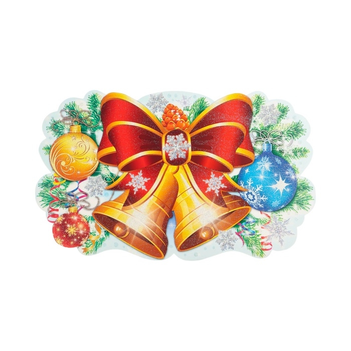 Плакат вырубной Плакат вырубной "Колокольчики новогодние" глиттер, 50 х 35 см