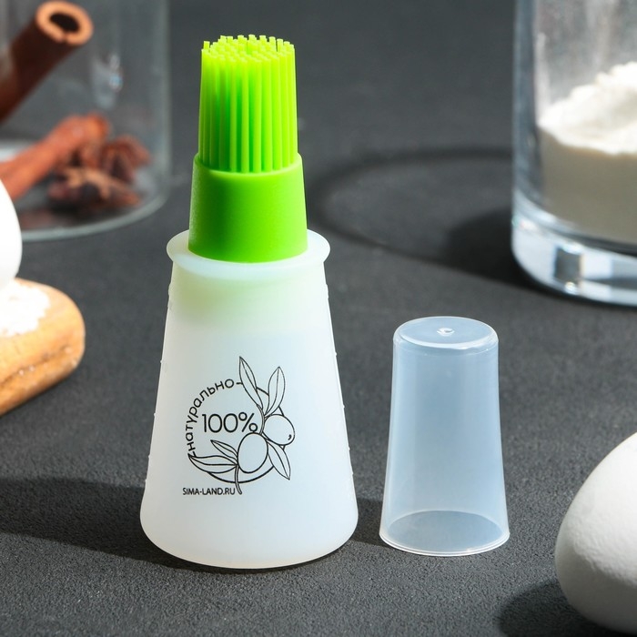 Кисть для масла «Натурально», 11.8х5.2 см, силикон, цвет зеленый Кисть для масла «Натурально», 11.8х5.2 см, силикон, цвет зеленый