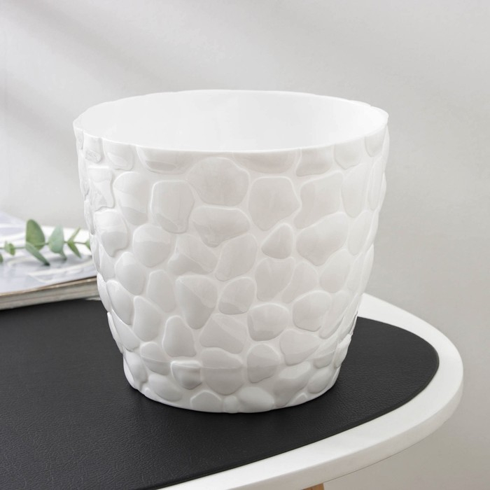 Горшок с поддоном «Камни», 2,6 л, цвет белый Горшок с поддоном «Камни», 2,6 л, цвет белый