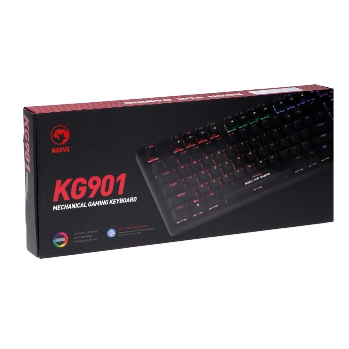 Клавиатура MARVO KG901, игровая, проводная, механическая, 87 клавиш, USB, подсветка, черная Клавиатура MARVO KG901, игровая, проводная, механическая, 87 клавиш, USB, подсветка, черная