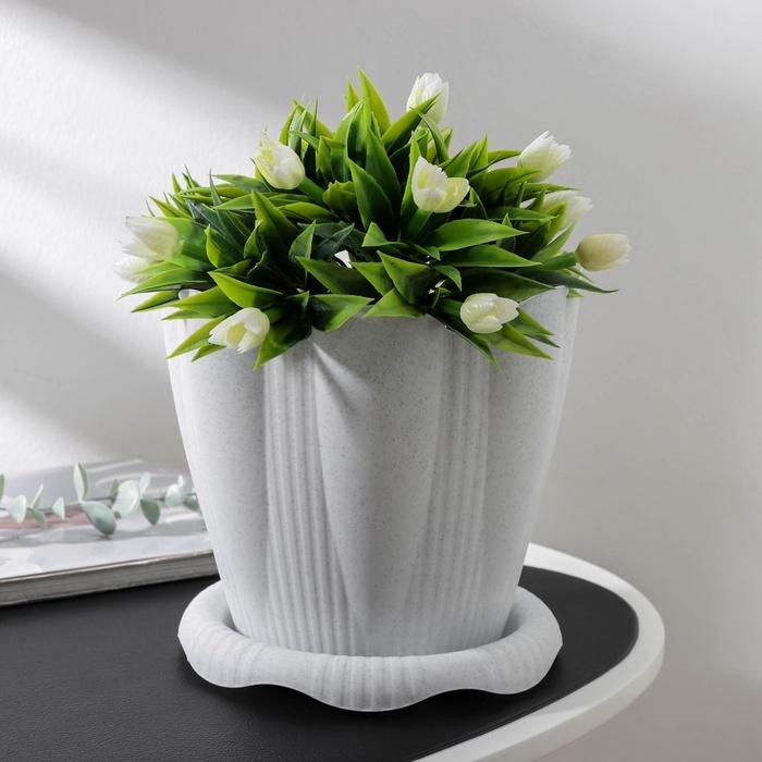 Горшок с поддоном «Эдельвейс», 3 л, цвет мраморный Горшок с поддоном «Эдельвейс», 3 л, цвет мраморный