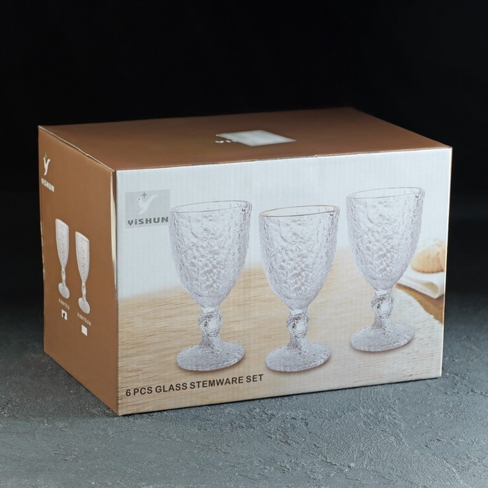 Набор бокалов для вина стеклянный «Вулкан», 320 мл, 8,9×17 см, 6 шт Набор бокалов для вина стеклянный «Вулкан», 320 мл, 8,9×17 см, 6 шт