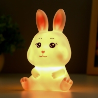 Ночник "Зайчик" LED от батареек бело-розовый 9,5х14,5 см