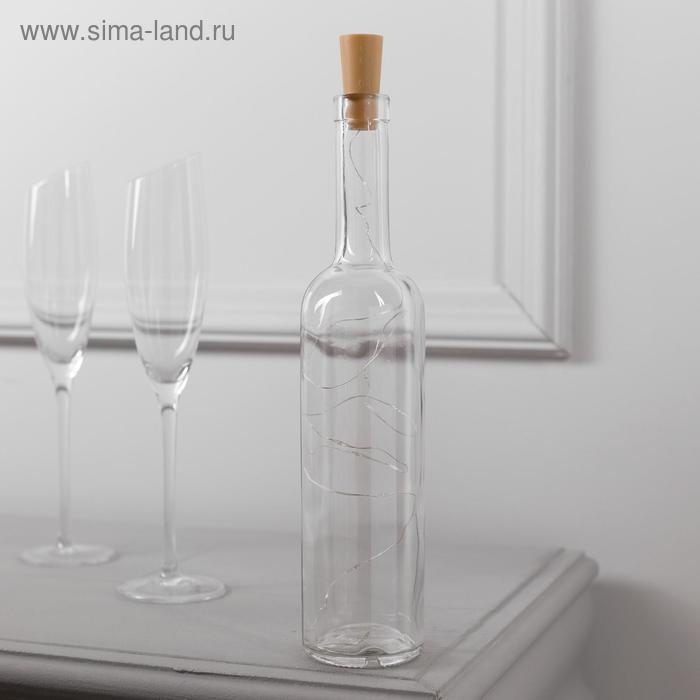 Гирлянда «Нить» 1 м роса с пробкой, IP20, серебристая нить, 10 LED, батарейки LR44х3 (в комплекте), свечение синее