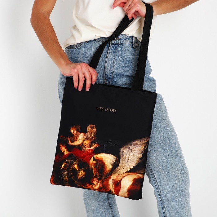 Сумка шопер Life is Art, 35х0.5х40 см, отд без молнии, без подклада, чёрная Сумка шопер Life is Art, 35х0.5х40 см, отд без молнии, без подклада, чёрная