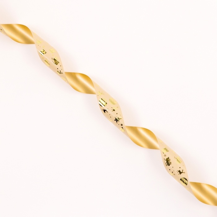Лента для декора и подарков, "Подарки", золотая, 2 см х 50 м