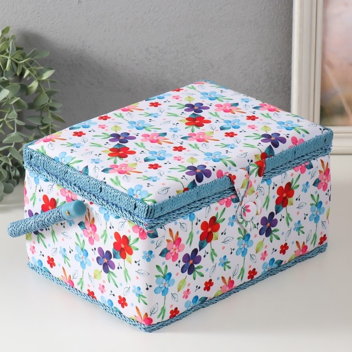 Шкатулка для рукоделия Шкатулка для рукоделия "Цветение на белом" 19х26х14,5 см