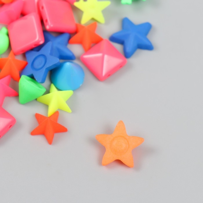 Декор для творчества пластик Декор для творчества пластик "Неоновое ассорти" набор 36 шт 1,7х1,7 см