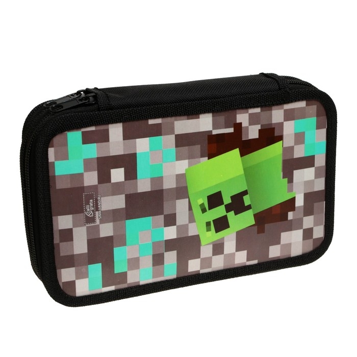 Пенал 2 секции, 125 х 205 х 40 мм, Calligrata 30П26/2  Пенал 2 секции, 125 х 205 х 40 мм, Calligrata 30П26/2 "Пиксели", ламинированный картон