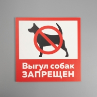 Табличка «ВЫГУЛ СОБАК ЗАПРЕЩЁН» 200×200, самоклеящаяся основа
