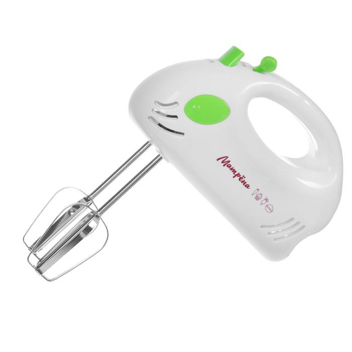 Миксер  Миксер "Матрёна" MA-012, ручной, 150 Вт, 7 скоростей, 2 насадки, бело-зелёный