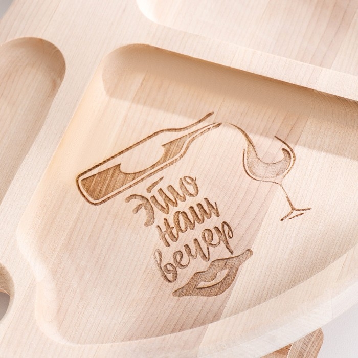 Столик - поднос с менажницей и складными ножками  Столик - поднос с менажницей и складными ножками "Это наш вечер" D=30х2 см, береза