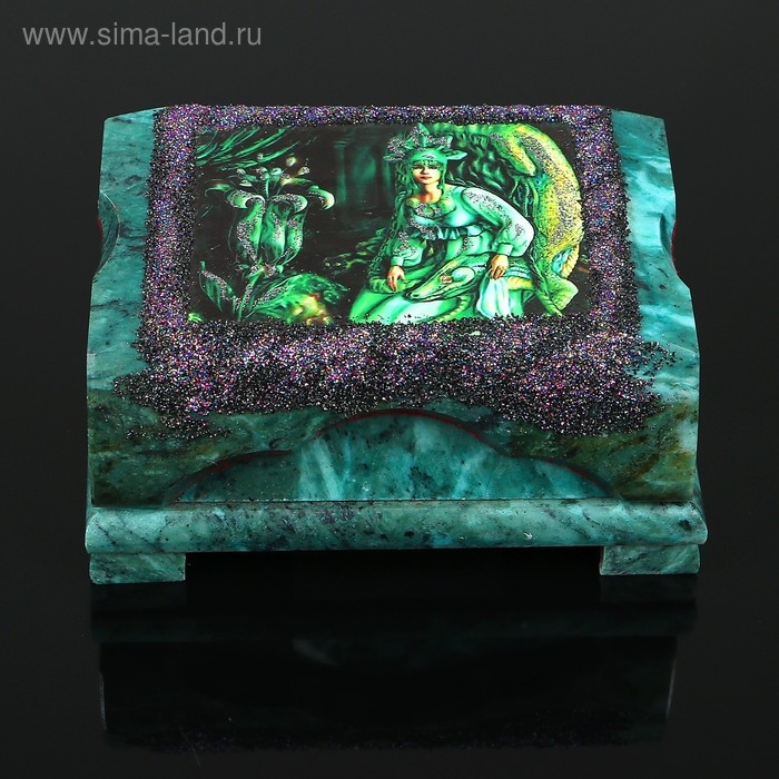 Ларец Ларец "Хозяйка медной горы №1" 15х10х7 см, каменная крошка, змеевик