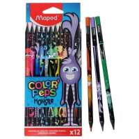 Цветные карандаши 12 цветов MAPED Color'Peps Black Monster, пластиковые