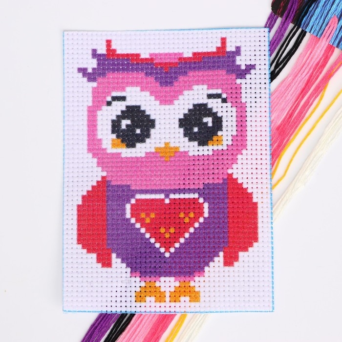 Вышивка крестиком для детей «Сова», набор для творчества, 14 х 10 см Вышивка крестиком для детей «Сова», набор для творчества, 14 х 10 см