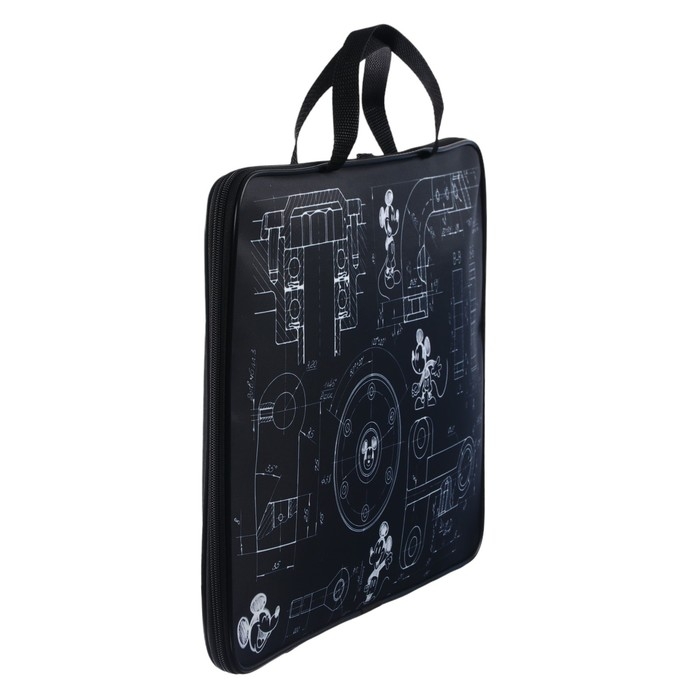 Папка для черчения и рисунков А3, 470х350х20 мм с ручками, текстильная,Микки Маус