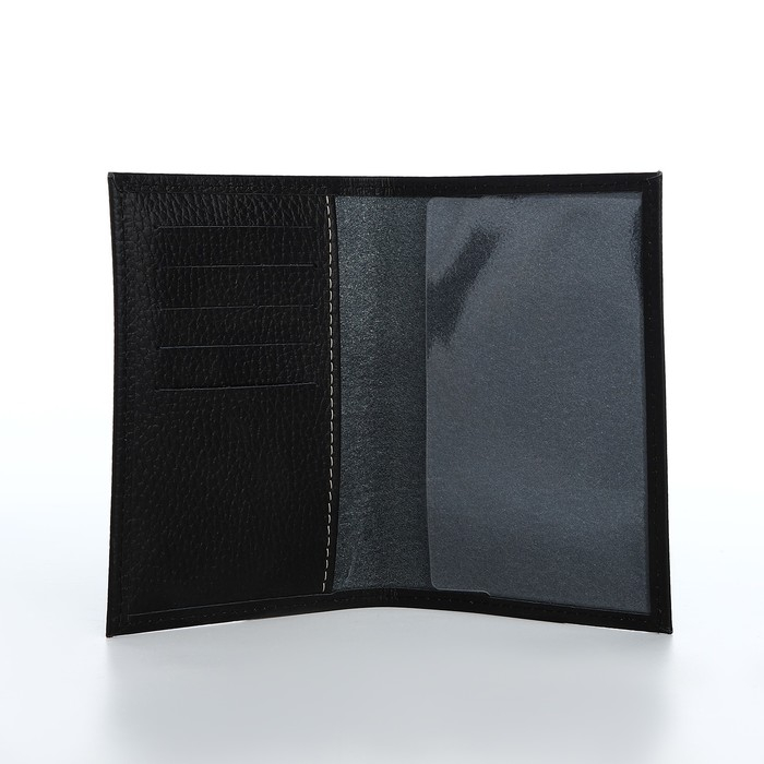Обложка для паспорта, 5 карманов для карт, чёрный Обложка для паспорта, 5 карманов для карт, чёрный
