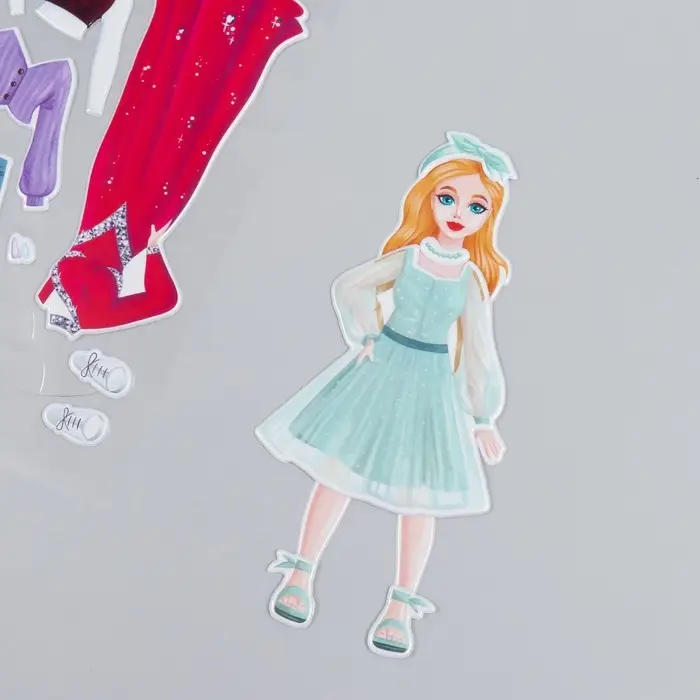 Наклейка «Одень куклу. Повседневный и вечерний», для скрапбукинга, творчества, пластик, 15×20 см Наклейка «Одень куклу. Повседневный и вечерний», для скрапбукинга, творчества, пластик, 15×20 см