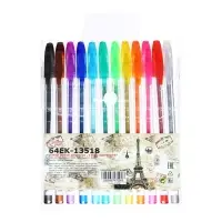 Набор гелевых ручек, 12 цветов, металлик, узел 0.7 мм, в блистере на кнопке