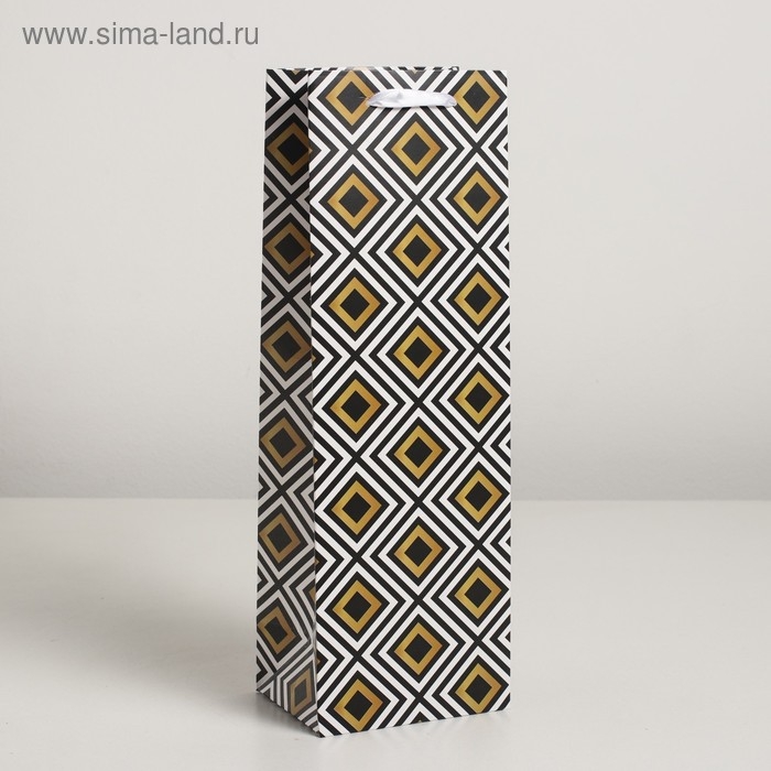 Пакет ламинированный под бутылку, 12 х 9 х 36 см