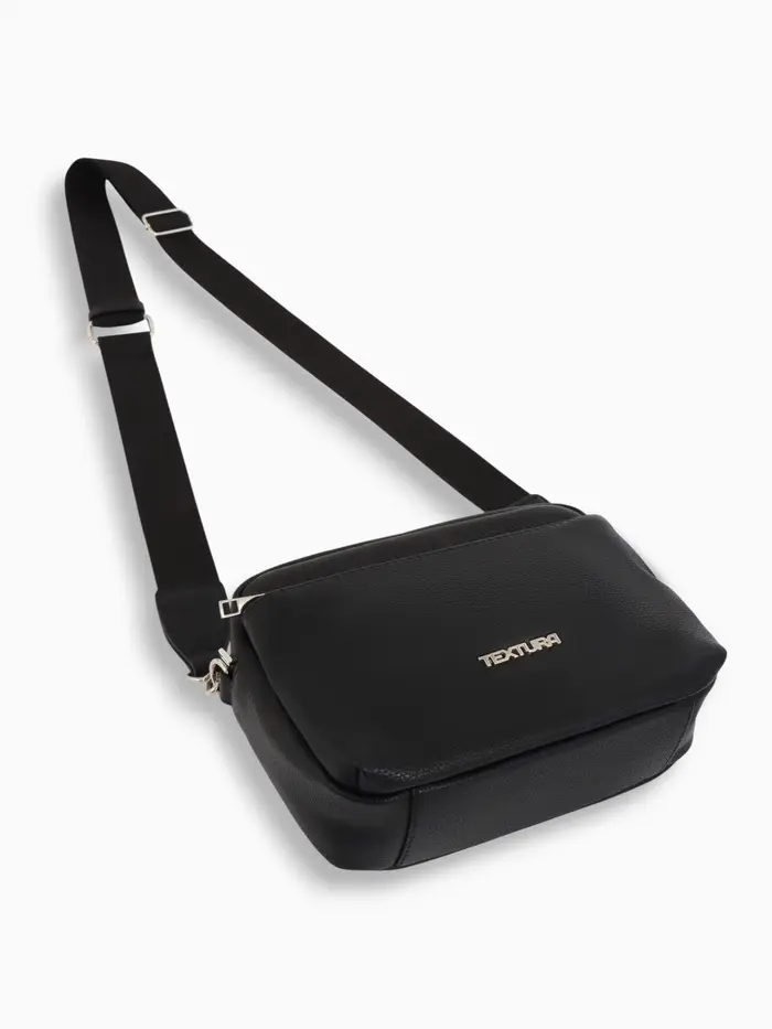 Сумка женская кросс-боди TEXTURA на молнии, 16&times;7&times;17 см, чёрная