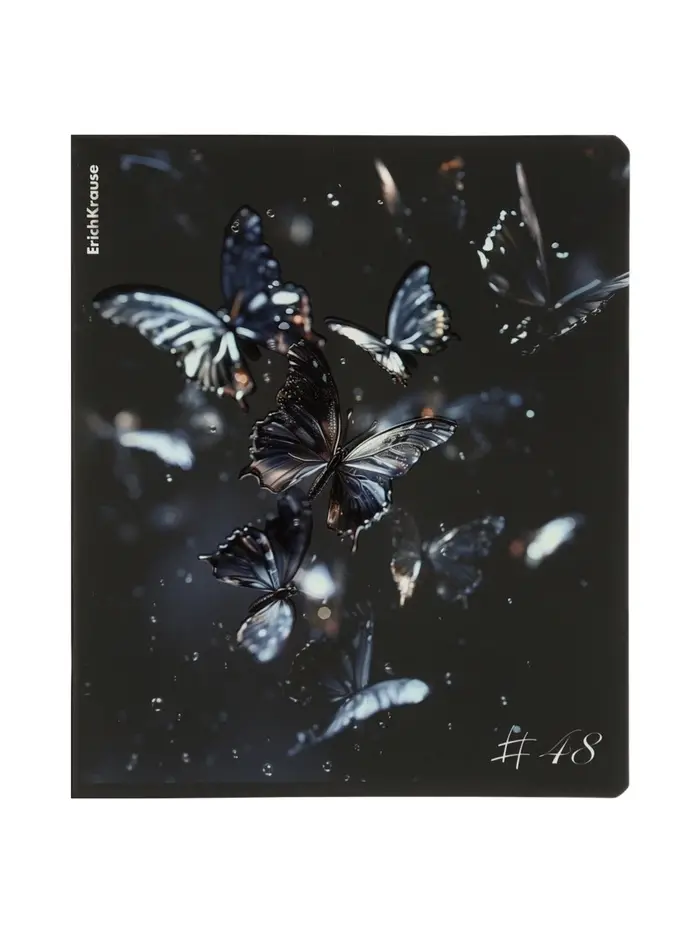 Тетрадь 48 листов в клетку, ErichKrause Glass Butterflies, 60 г/м&sup2;, МИКС
