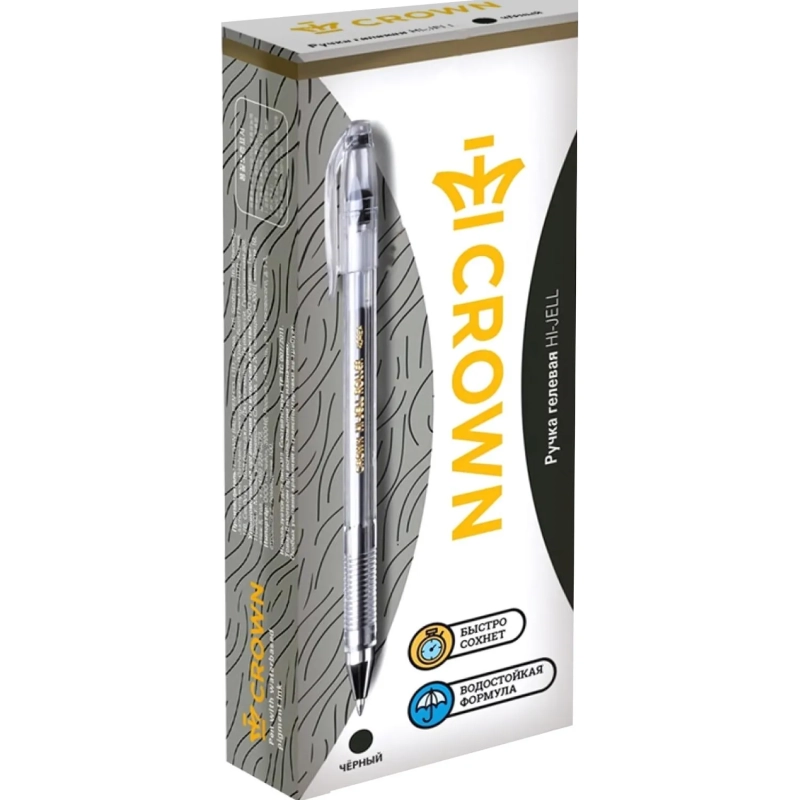 Ручка гелевая неавтомат. CROWN Hi-Jell черная 0,5мм HJR-500B