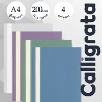 Набор папок- скоросшивателей А4, 200 мкм, Calligrata TOP Mistral, 4 штуки, микс