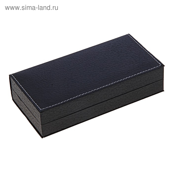 Ручки подарочные, 2 шт.: капиллярная, шариковая поворотная "Вектор" в кожзам футляре, чёрные с серебристыми вставками