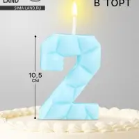 Свеча для торта &laquo;Цифра 2&raquo;, голубая