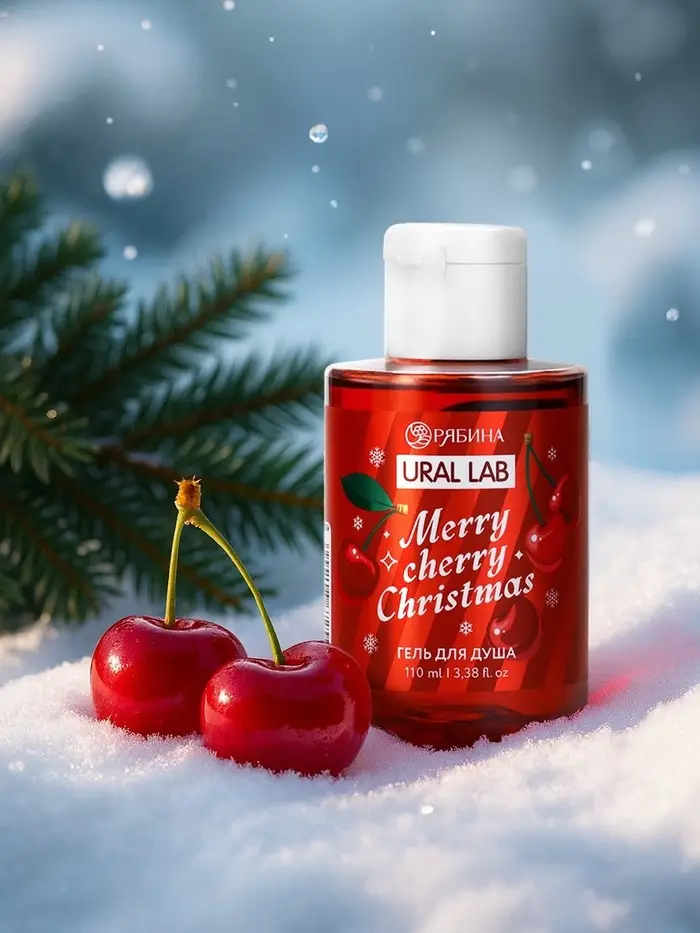 Гель для душа, 110 мл, Merry cherry Christmas, аромат вишня, Ural Lab