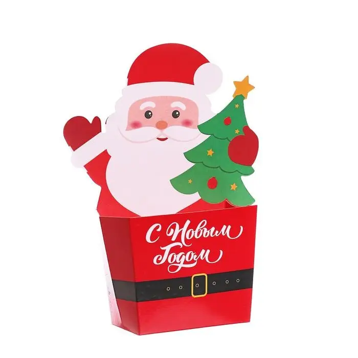 Снек-бокс для попкорна и снеков «С Новым годом!», дед мороз Снек-бокс для попкорна и снеков «С Новым годом!», дед мороз