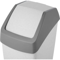 Ведро мусорное пластик 7л прям серое с черн крышк-маят мрамор 210х370х200мм