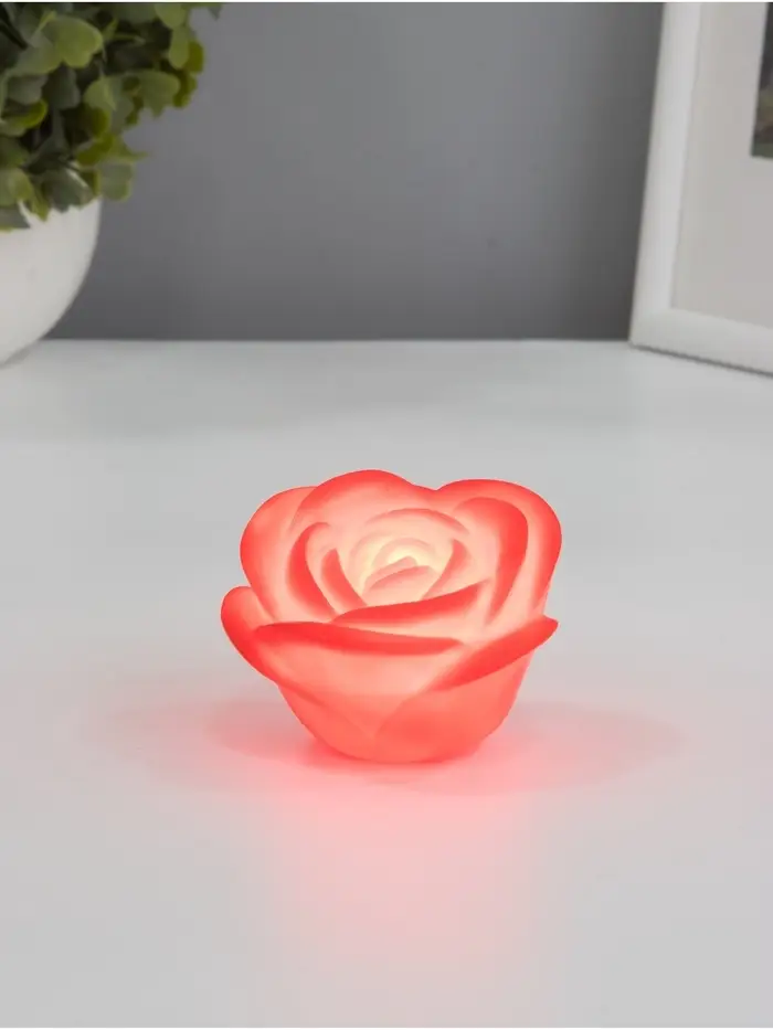 Фигурка световая RISALUX &laquo;Роза&raquo;, LED-ночник, 2 Вт, LR44, красный, 6.6&times;6.6&times;4 см