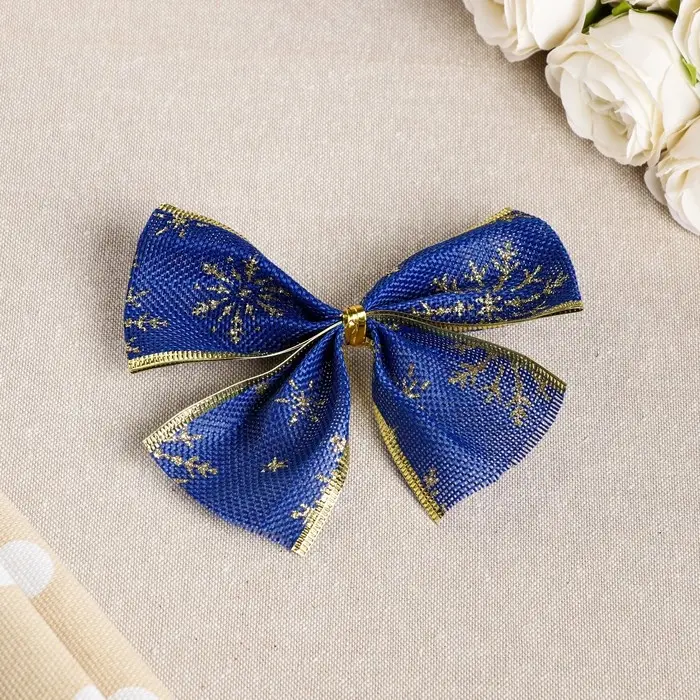 Бант праздничный «Снегопад», сине-золотой, 14 х 10 см Бант праздничный «Снегопад», сине-золотой, 14 х 10 см