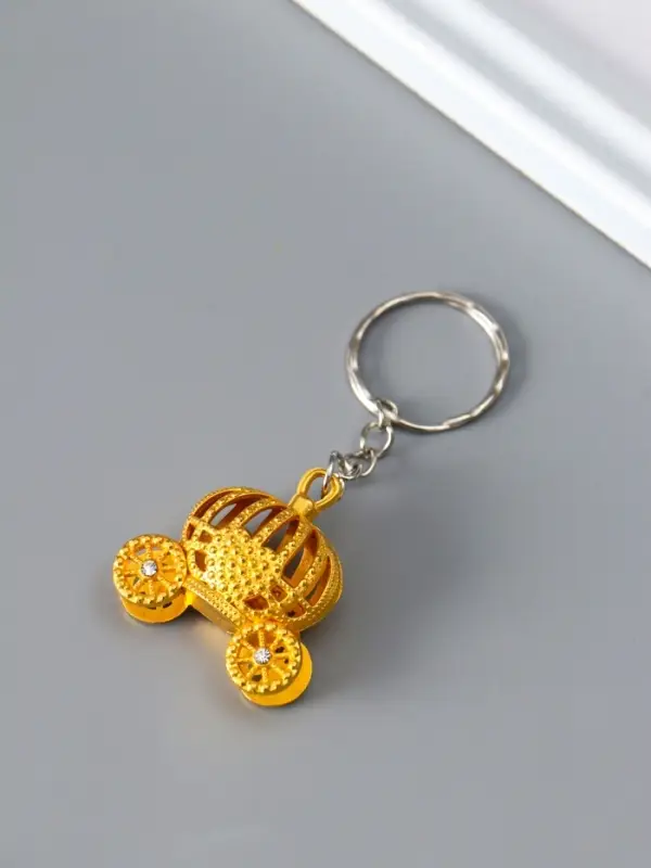 Брелок металл, стразы "Карета-тыква" МИКС 3,2х1,5х3,2 см