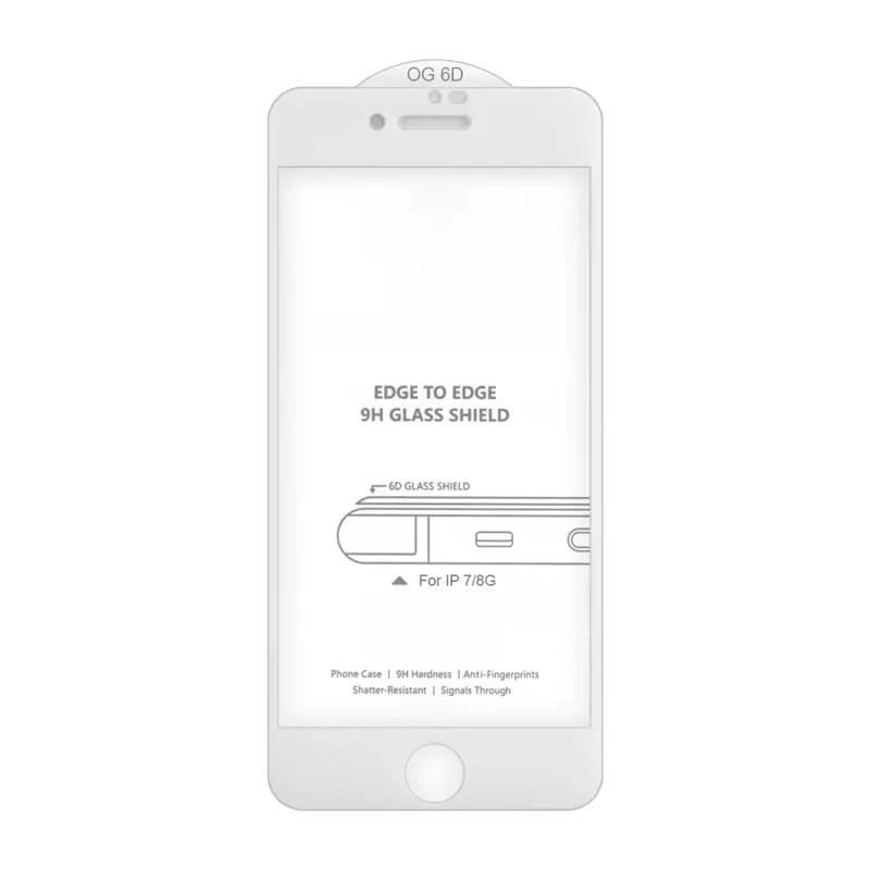 Защитное стекло iPh 7/8 White 6D без упаковки